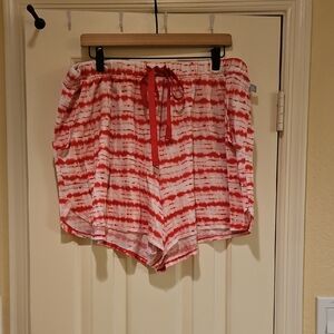 Cacique Pink and White Pajama Shorts Relaxed Fit